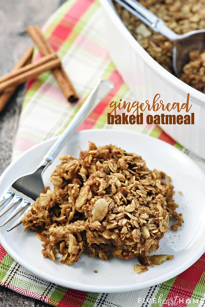 Gingerbread Baked Oatmeal Recipe with Text Overlay 