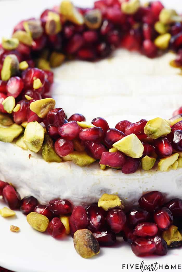 Close-Up of Brie with Pomegranate and Pistachios