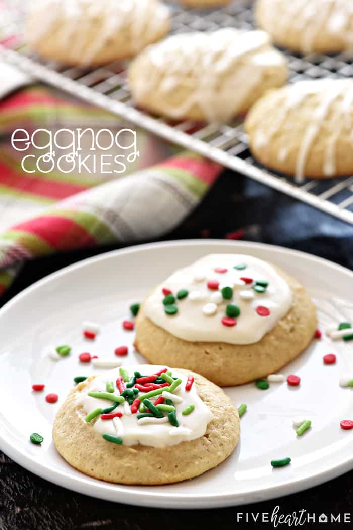Eggnog Cookies with text overlay.