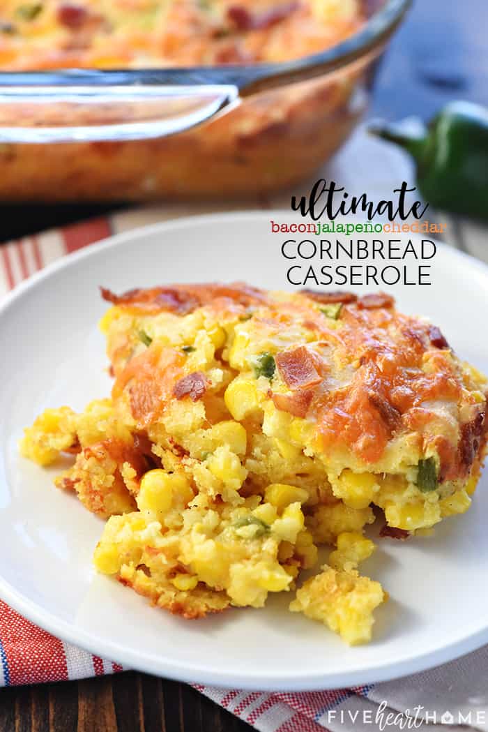 Ultimate Cornbread Casserole with text overlay.