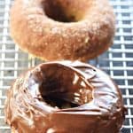 Baked Banana Donuts ~ soft, sweet, lightened-up, and easy to make, with your choice of a decadent chocolate glaze or a coating of cinnamon sugar! | FiveHeartHome.com