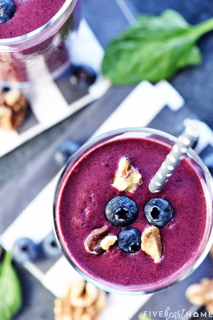 Blueberry Spinach Walnut Smoothies