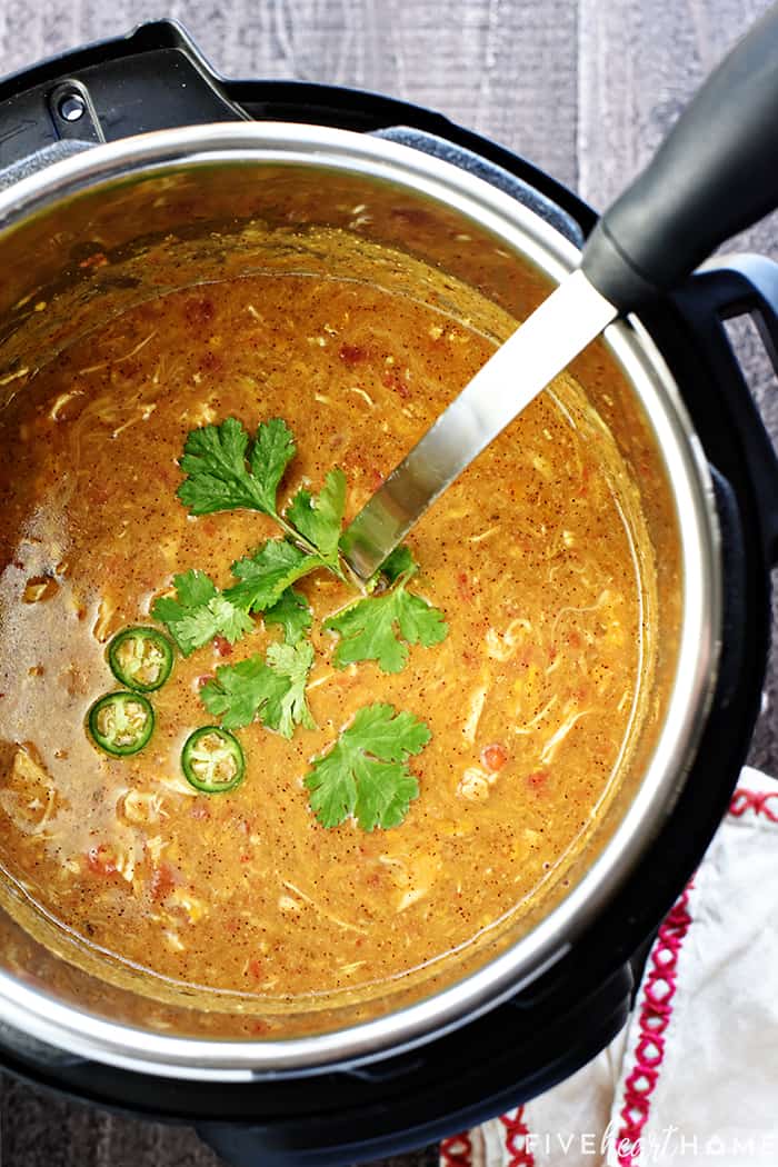 Aerial view of Instant Pot King Ranch Chicken Soup.