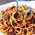 One-Pot Spaghetti ~ spaghetti gets a makeover with this quick, easy, delicious one-pot recipe! It's a family-pleasing dinner for busy weeknights...with only one pot to wash! | FiveHeartHome.com