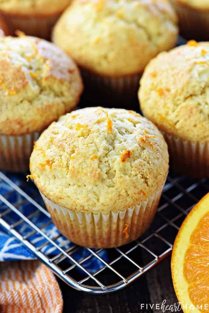 Fresh Orange Muffins on cooling rack.