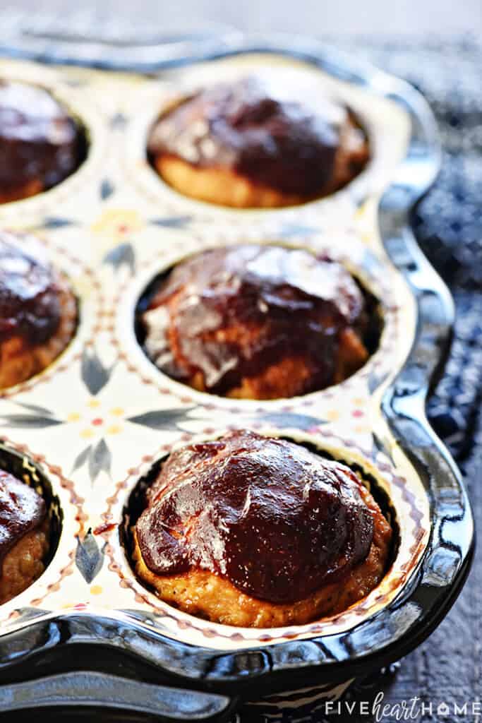 Turkey Meatloaf Muffins in baking pan.