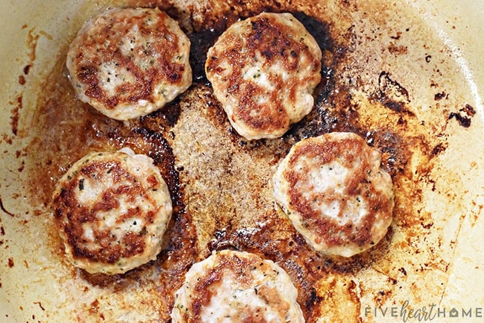 Browning patties in a skillet