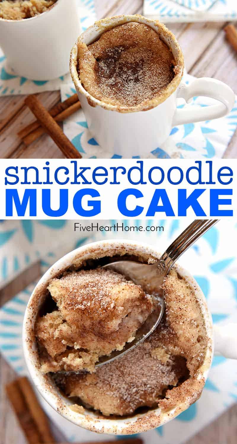 Snickerdoodle Mug Cake collage with text