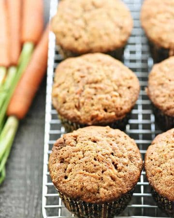 Whole Wheat Carrot Muffins ~ boast the deliciousness of carrot cake in a yummy, wholesome muffin that's great for breakfast, snacktime, or even dessert! | FiveHeartHome.com