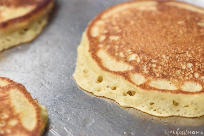 Close up of griddle, second side down