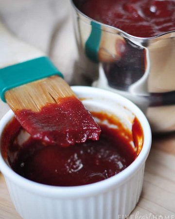 The Best BBQ Sauce Recipe ~ slightly sweet, slightly smoky, and slightly spicy, making it delicious on everything from brisket to ribs to chicken to pulled pork and more! | FiveHeartHome.com