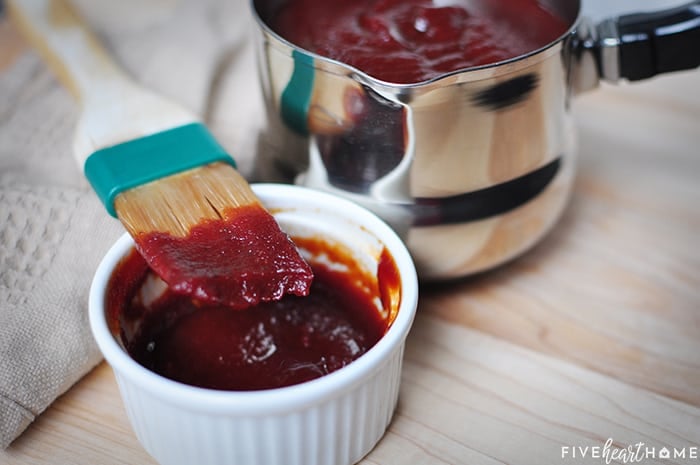 The Best BBQ Sauce Recipe ~ slightly sweet, slightly smoky, and slightly spicy, making it delicious on everything from brisket to ribs to chicken to pulled pork and more! | FiveHeartHome.com