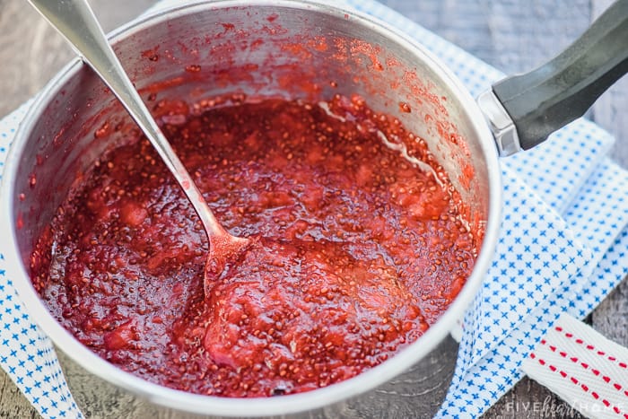 Pot of Chia Seed Jam finished cooking.