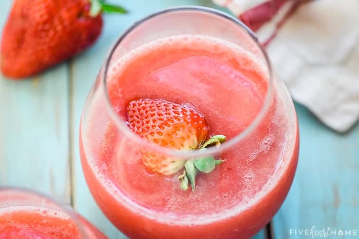 Frose (Frozen Strawberries + Rosé Wine) recipe in a glass