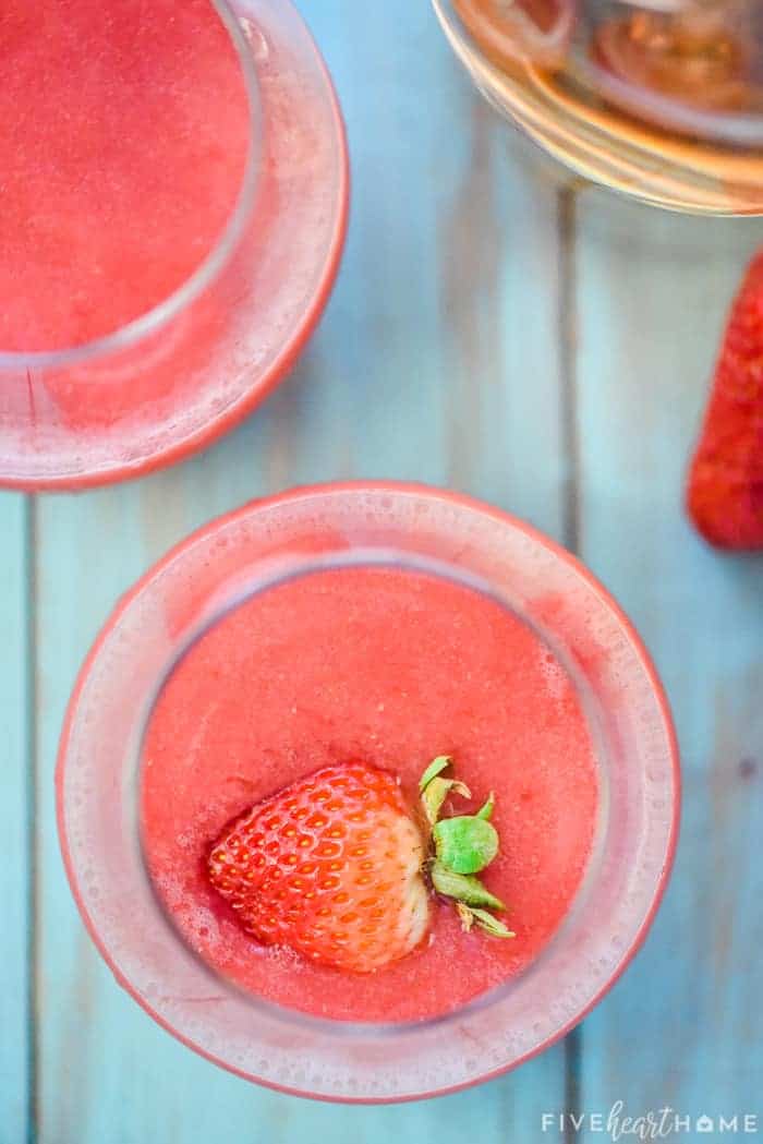 Aerial glass of strawberry frose