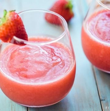 Frosé (Frozen Strawberries + Rosé Wine) ~ as quick and simple as blending rosé wine with frozen strawberries for a sweet, slushy, boozy, and refreshing frozen drink that's perfect for summer! | FiveHeartHome.com