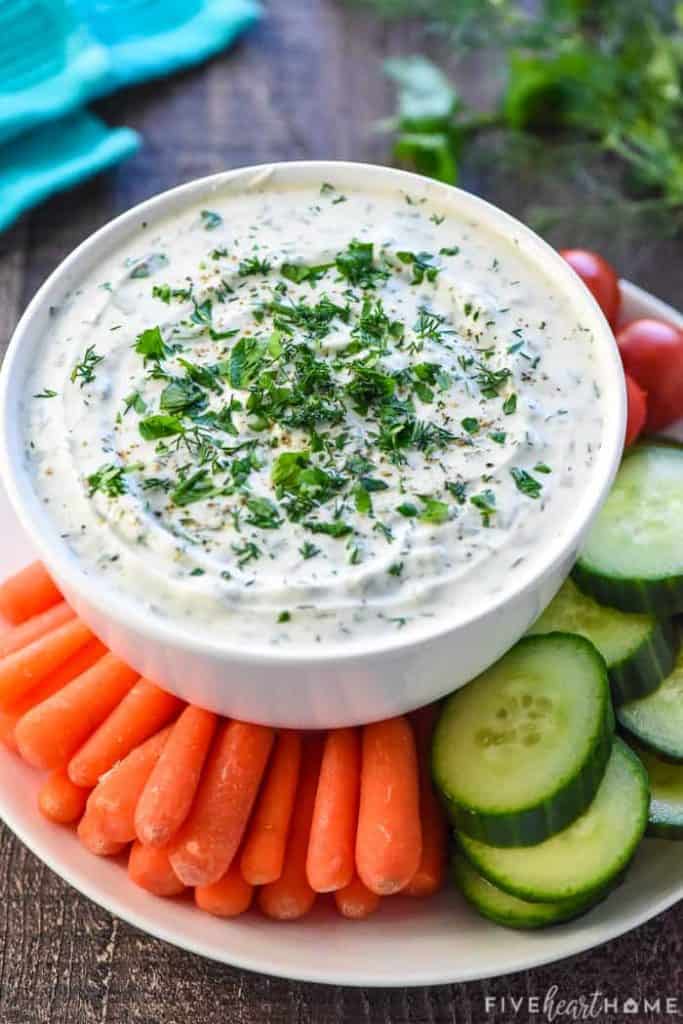 Greek Yogurt Dip with veggie dippers.