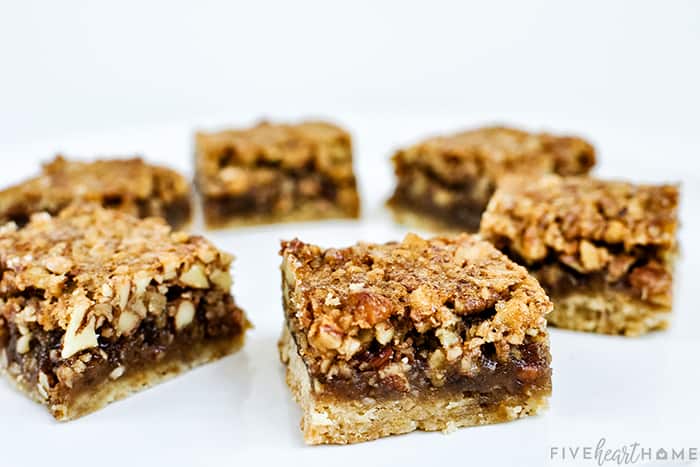 Pecan Pie Bars Recipe on a platter