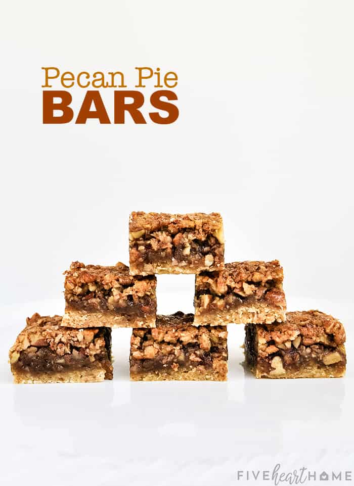 Pecan Pie Bars with text overlay