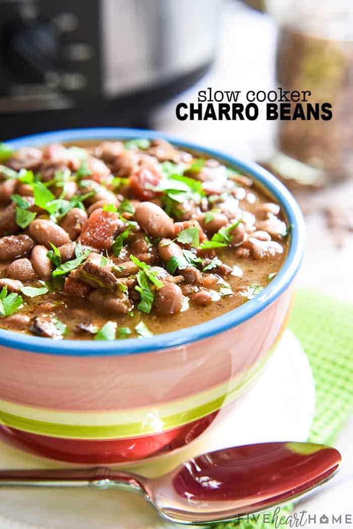 Slow Cooker Charro Beans with text overlay
