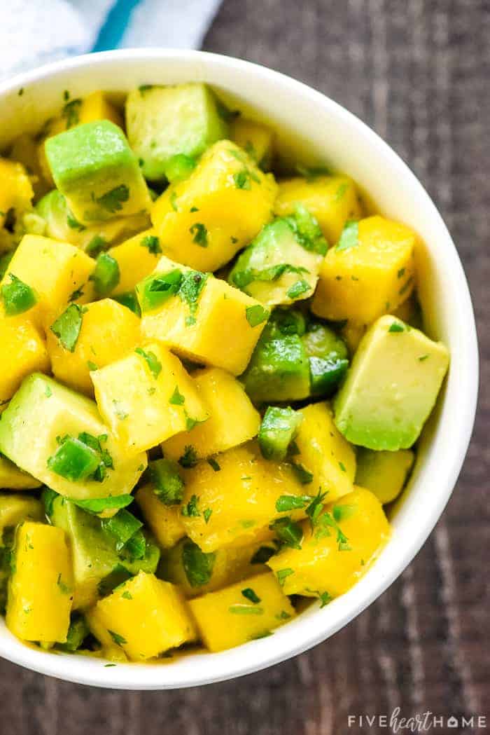 Mango Avocado Salsa in bowl.