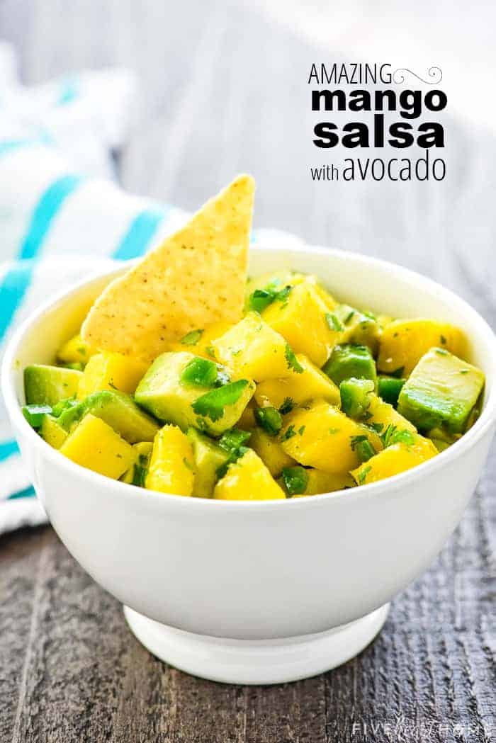 Mango Avocado Salsa with text overlay.