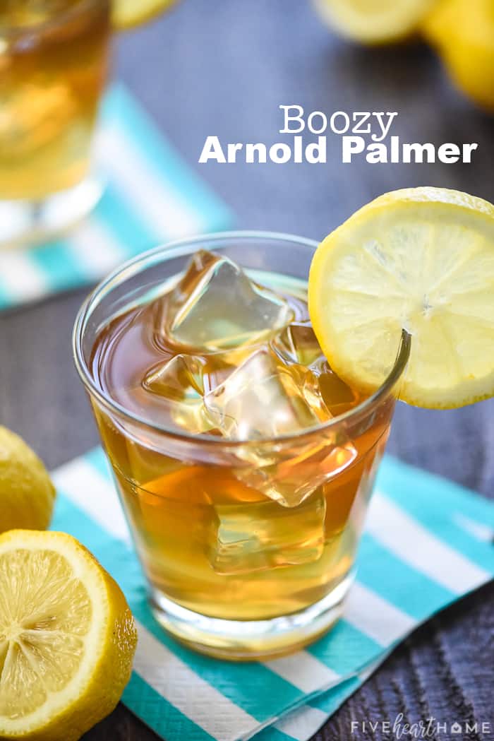 Boozy Arnold Palmer Drink with text overlay.