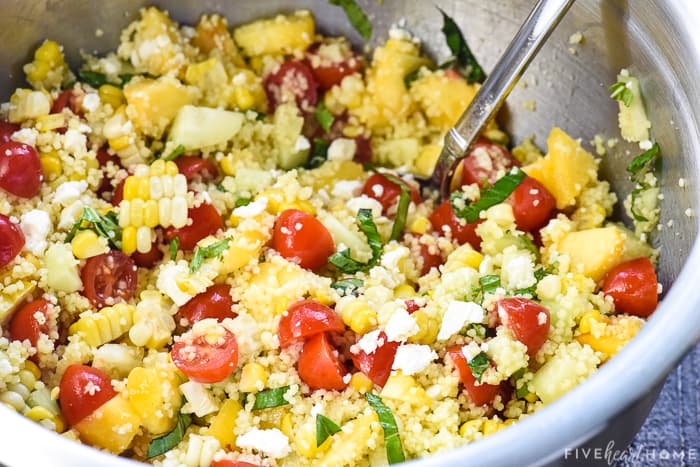 all of the ingredients mixed together in a big bowl