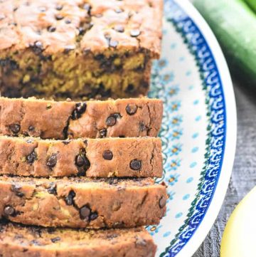 Healthy Zucchini Banana Bread is moist and delicious, made with whole wheat flour and sweetened with honey for the perfect way to use up abundant zucchini and overripe bananas! | FiveHeartHome.com #zucchinibread #bananabread #zucchinibananabread #zucchini #wholewheatflour