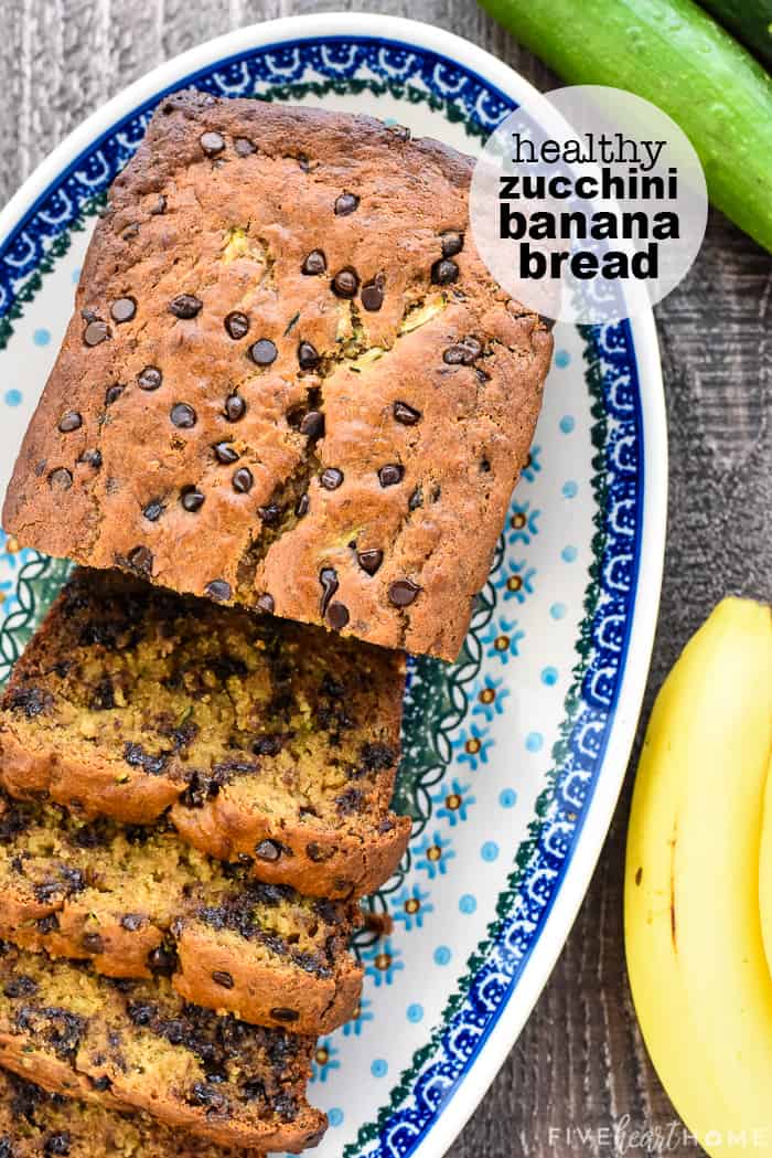 Healthy Zucchini Banana Bread with text overlay