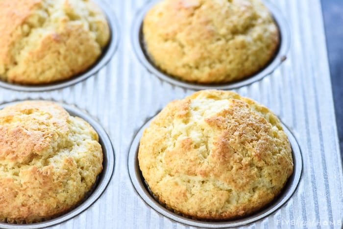 Basic Muffin Recipe baked and golden brown on top.