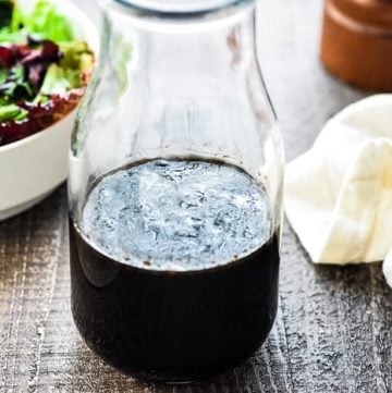 Balsamic Vinaigrette ~ this classic salad dressing recipe is silky smooth and zippy yet balanced, perfect for drizzling over salads, roasted veggies, or using as a marinade! | FiveHeartHome.com #balsamicvinaigrette