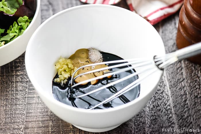 Ingredients measured into a bowl, ready to be whisked.