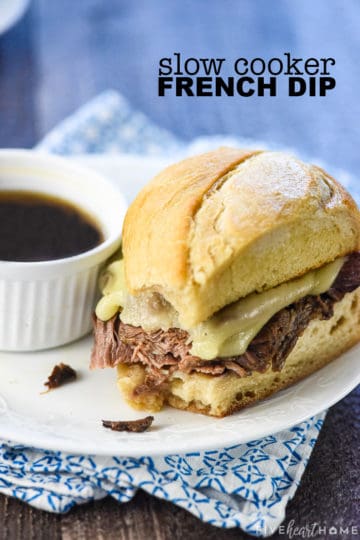 SUCCULENT Slow Cooker French Dip • FIVEheartHOME