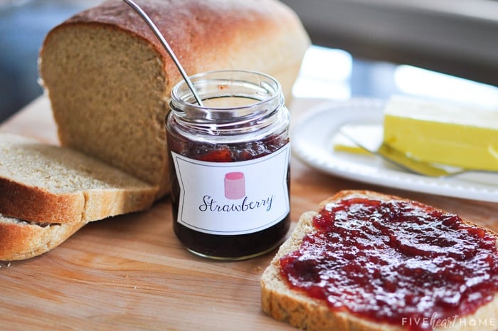 homemade bread with butter and jam