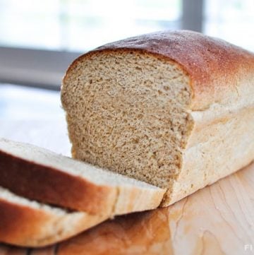 The Very BEST Whole Wheat Bread is the softest, moistest, fluffiest, freshest-staying, homemade, 100% whole wheat bread you've ever tried! | FiveHeartHome.com #wholewheatbread #homemadebread #wheatbread