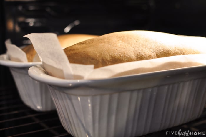 Bread risen in pans