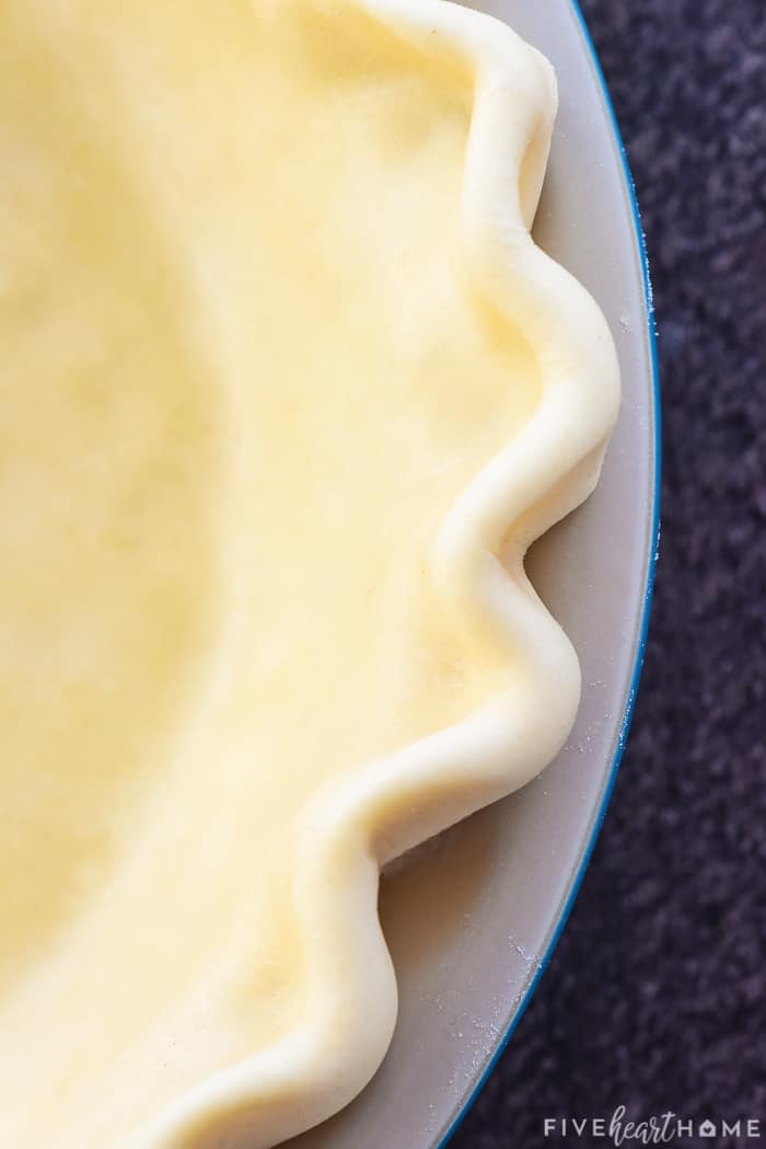 Aerial close-up of fluted edge of Butter Pie Crust.