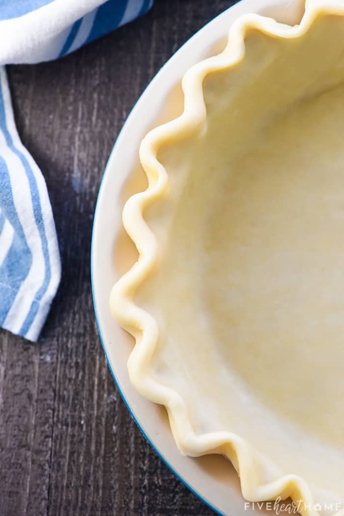 Aerial view of Butter Pie Crust Recipe ready to bake.