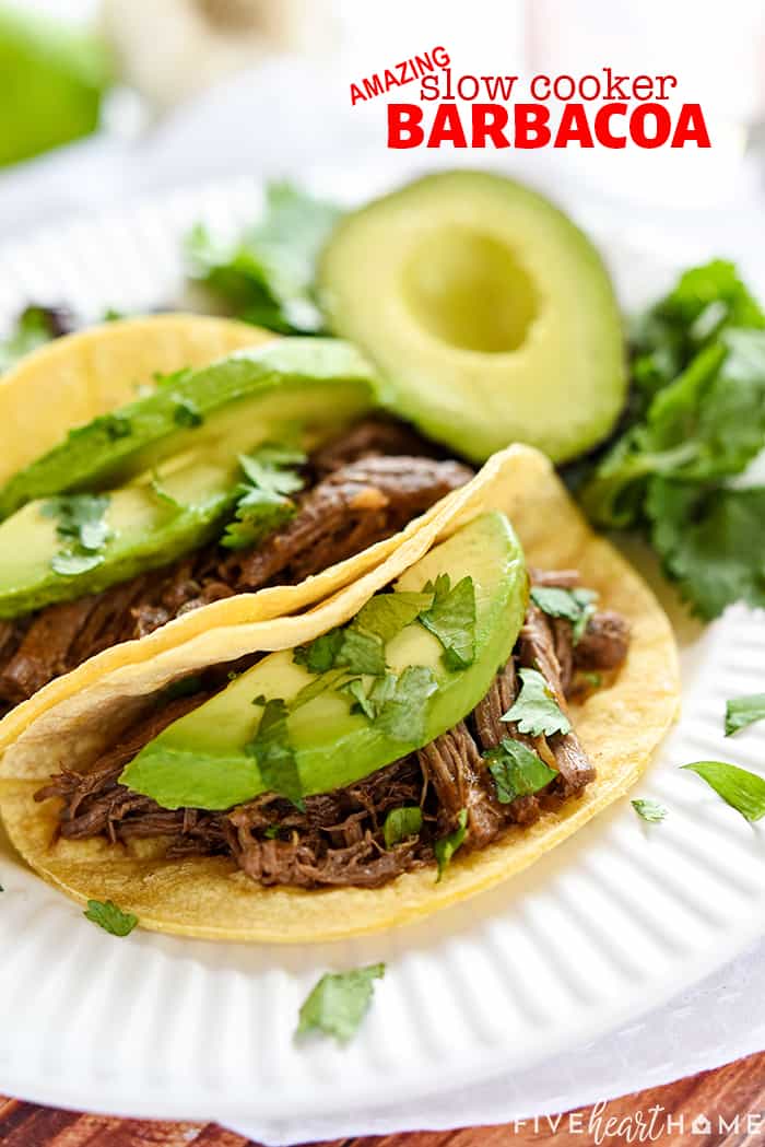 Slow Cooker Barbacoa with text overlay