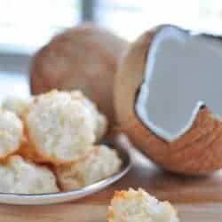Coconut Macaroons scene with coconut in background