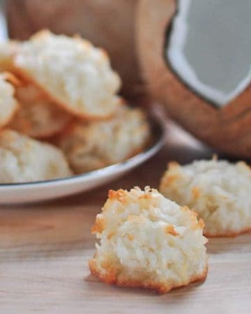 Coconut Macaroon scene with coconut in background