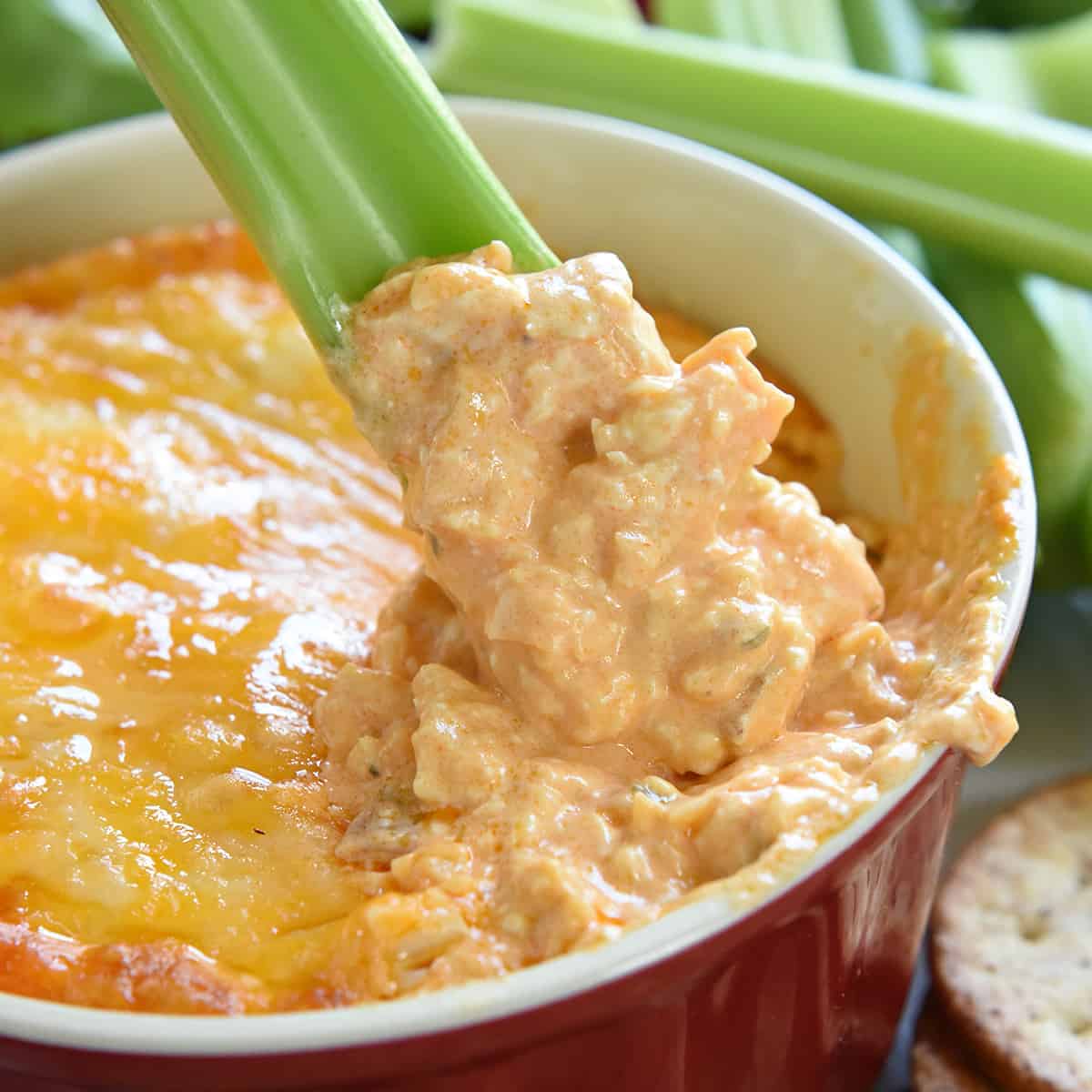 The BEST Buffalo Chicken Dip ~ Cheesy + Amazing! • FIVEheartHOME