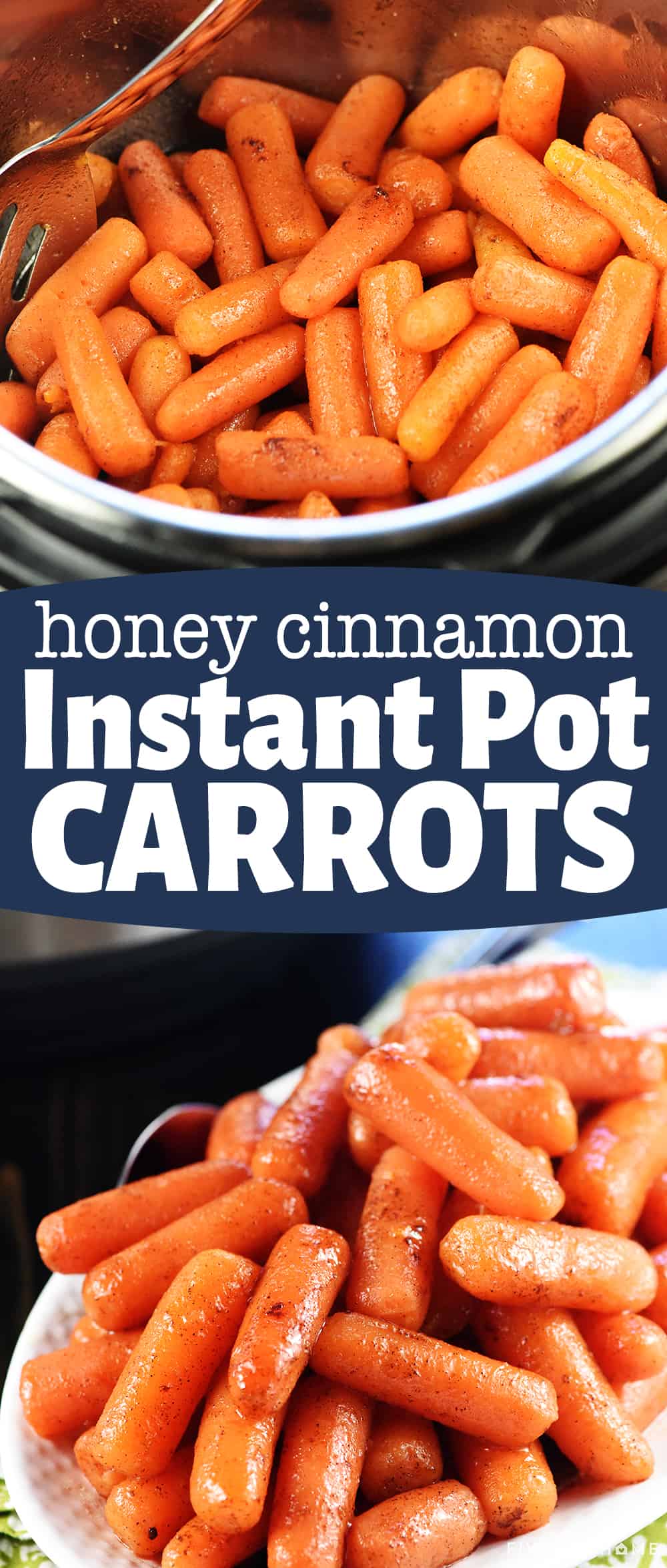 Instant Pot Carrots ~ this quick and easy recipe for sweet glazed carrots is made in the pressure cooker and is perfect for holiday meals, from Easter to Thanksgiving to Christmas. But it's also great as an effortless, everyday weeknight side dish! | FiveHeartHome.com via @fivehearthome