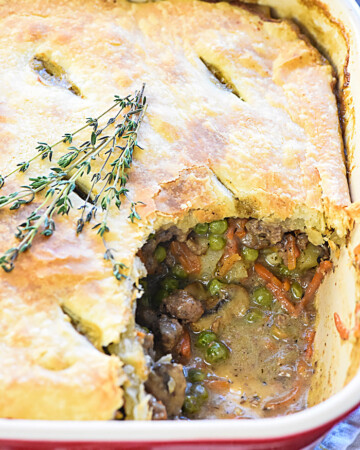 Beef Pot Pie with missing scoop.