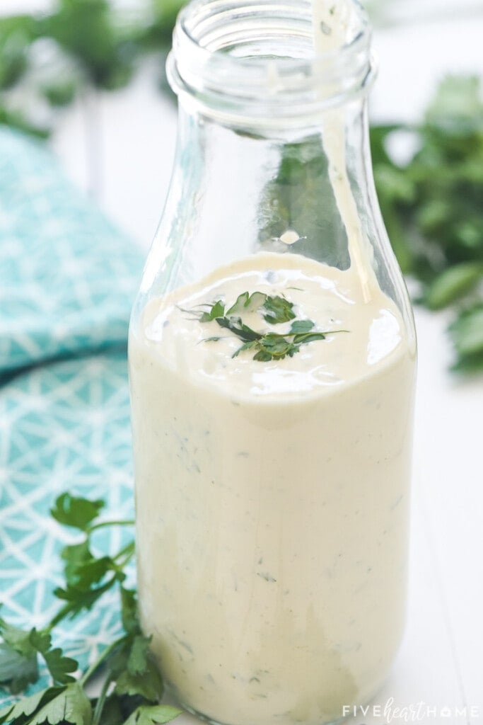 Bottle of Homemade Ranch Dressing.