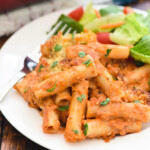 Five Cheese Ziti al Forno on plate.