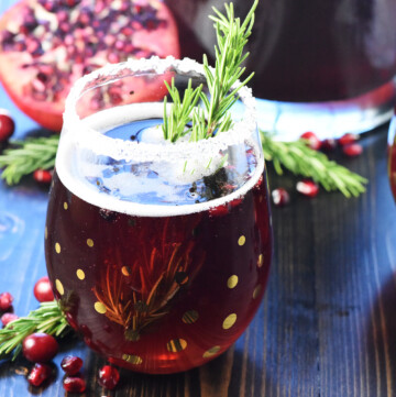 Christmas Punch in glass with garnish.