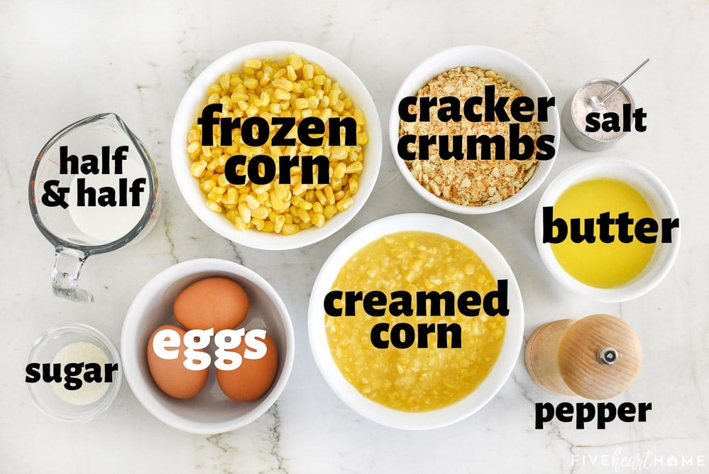 Aerial view of labeled ingredients.