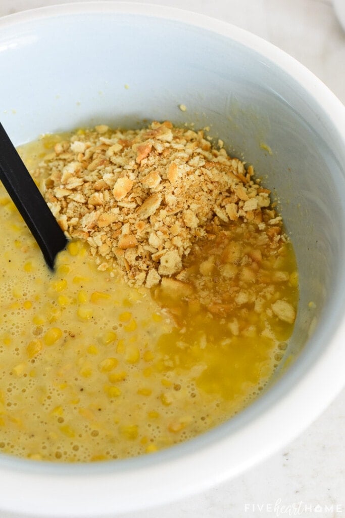 Ingredients being mixed together in bowl.